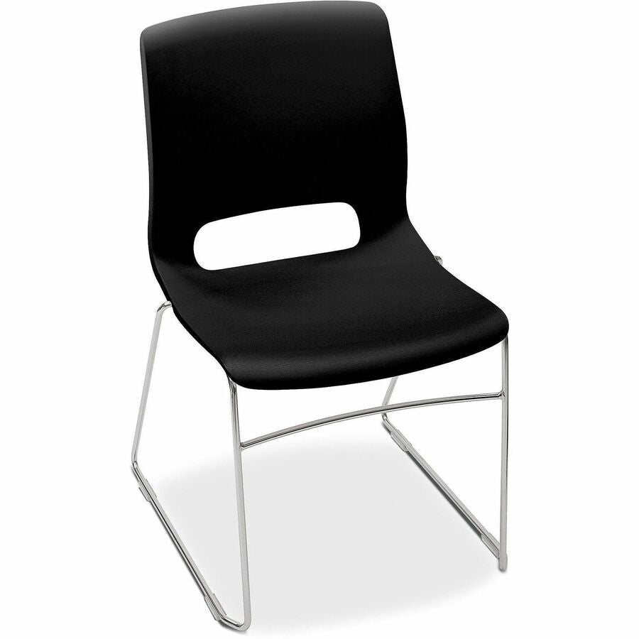 Onyx Seat Color - Plastic Seat Material - Onyx Back Color - Polypropylene Back Material - Silver Frame Color - Sled Base - 4 / Carton