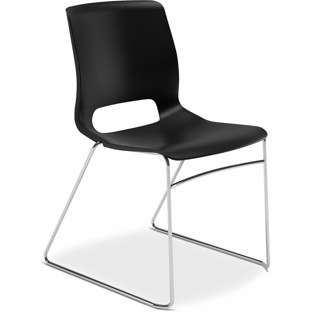 Onyx Seat Color - Plastic Seat Material - Onyx Back Color - Polypropylene Back Material - Silver Frame Color - Sled Base - 4 / Carton