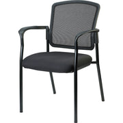 Lorell Mesh Back Stackable Guest Chair - Black Seat Color - Fabric Seat Material - Black Frame Color - Steel Frame Material - Black - Armrest - 1 Each