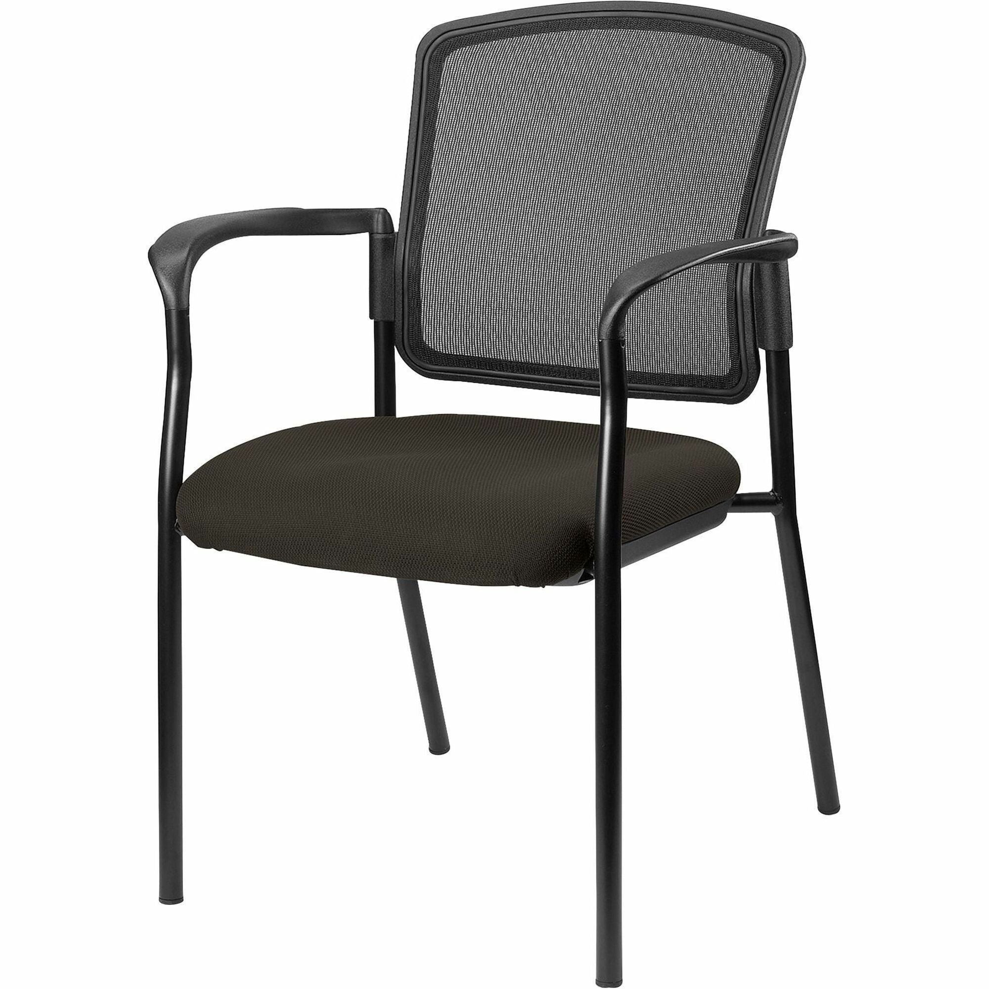 Lorell Breathable Mesh Guest Chairs - Fabric Seat Material - Black, Powder Coated Frame Color - Steel Frame Material - Pepper - Armrest - 1 Each