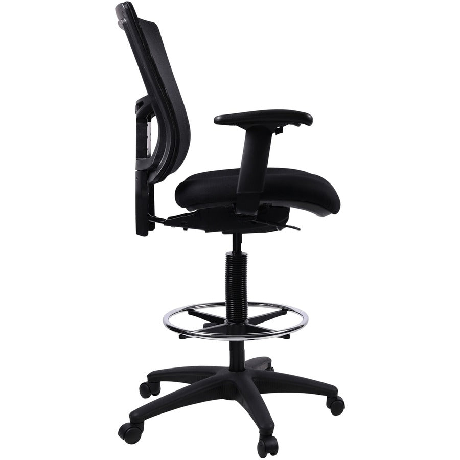 Lorell Mesh Back Drafting Stool - Black Seat Color - Black Back Color - 5-star Base - Black - 1 Each