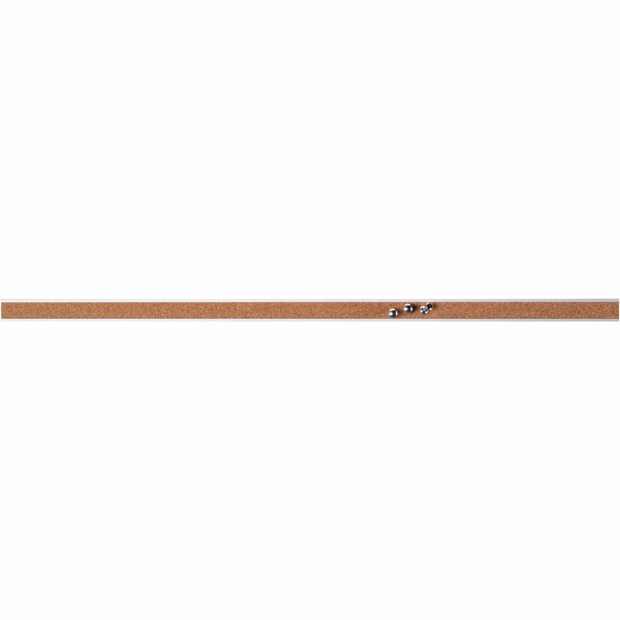 Lorell Cork Strip Bulletin Bar - 48" Board Width - Cork Surface - Self-healing, Fade Resistant, Self-sealing - Anodized Aluminum Frame - 1 Each