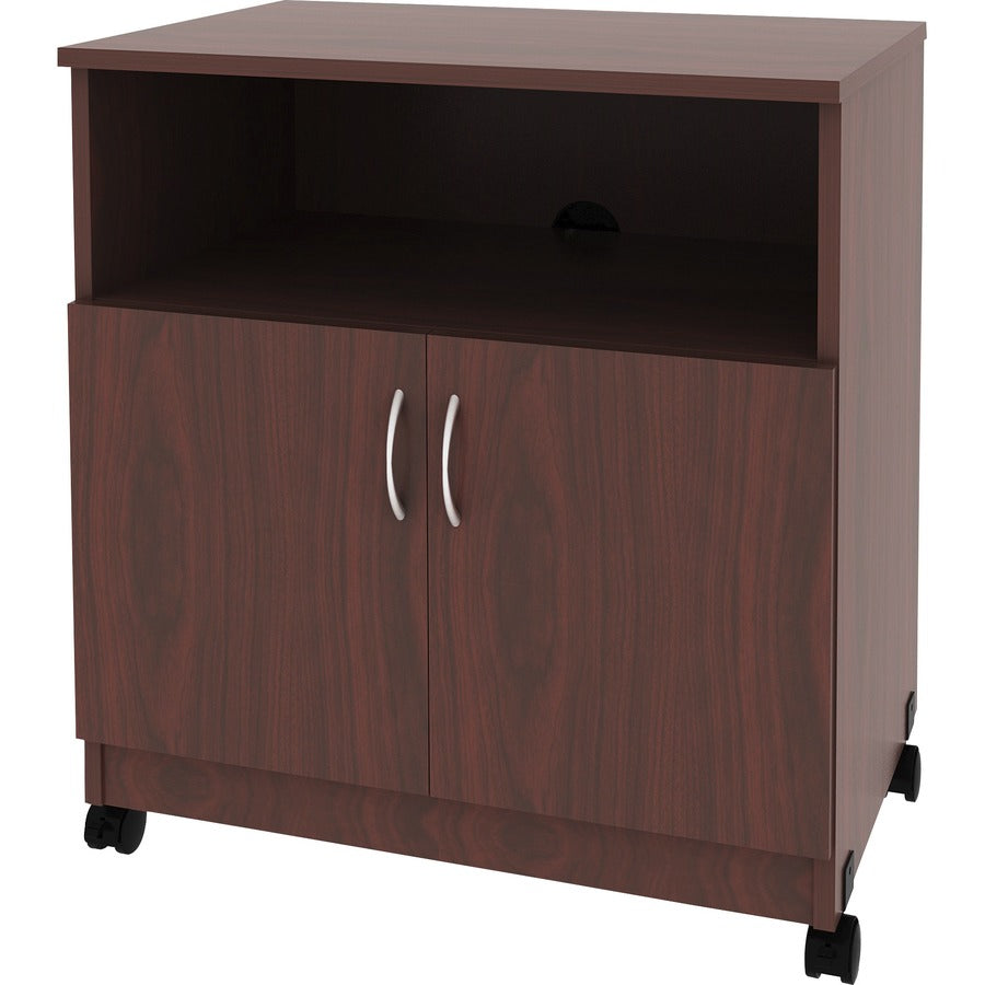Lorell Mobile Machine Stand with Shelf - 30.75" Height x 28" Width x 19.25" Depth - Mahogany - Laminated Particleboard - Mahogany