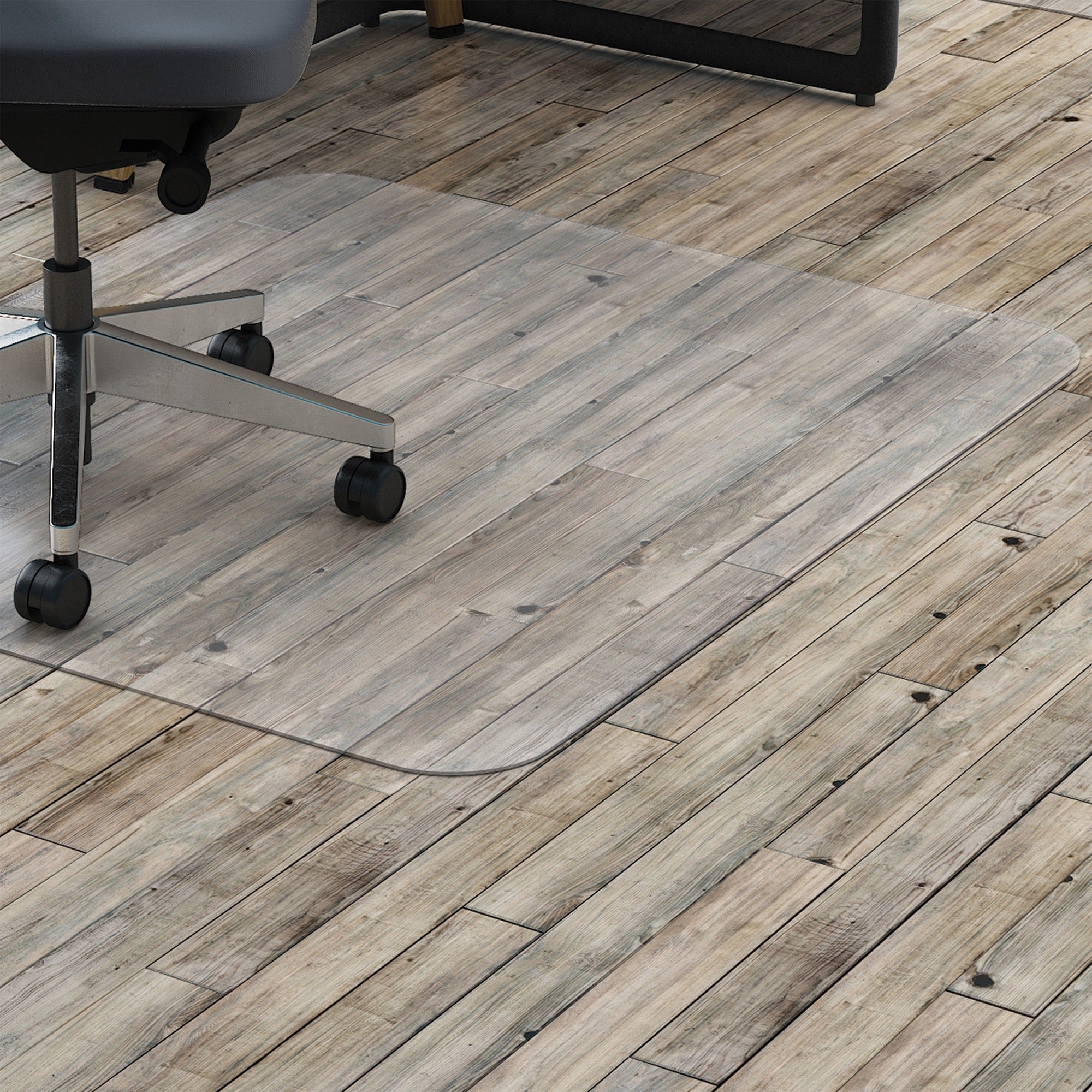 Lorell Big & Tall Chairmat - Hard Floor, Vinyl Floor, Tile Floor, Wood Floor - 60" Length x 46" Width x 0.133" Thickness - Rectangular - Polycarbonate - Clear - 1 Each