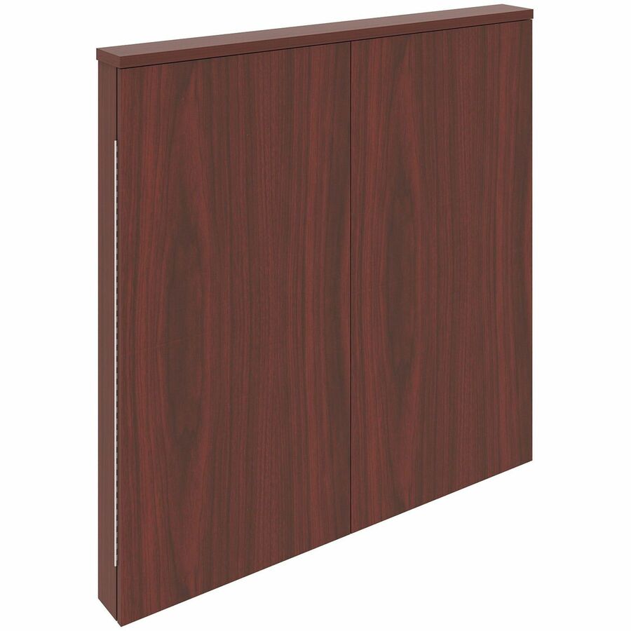 Lorell Dry-erase Whiteboard Presentation Cabinet, Hinged Door, Mahogany, 47.3" x 47.3" x 4.8", 1 Each
