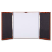 Lorell Dry-erase Whiteboard Presentation Cabinet, Hinged Door, 47.3" x 47.3" x 4.8", Cherry Finish, 1 Each