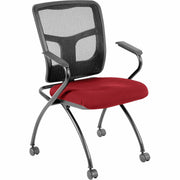 Lorell Mesh Back Fabric Seat Nesting Chairs, Black, Metal Frame, Armrests, 2 per Carton