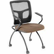 Lorell Mesh Back Fabric Seat Nesting Chairs, Black, Metal Frame, Armrests, 2 per Carton