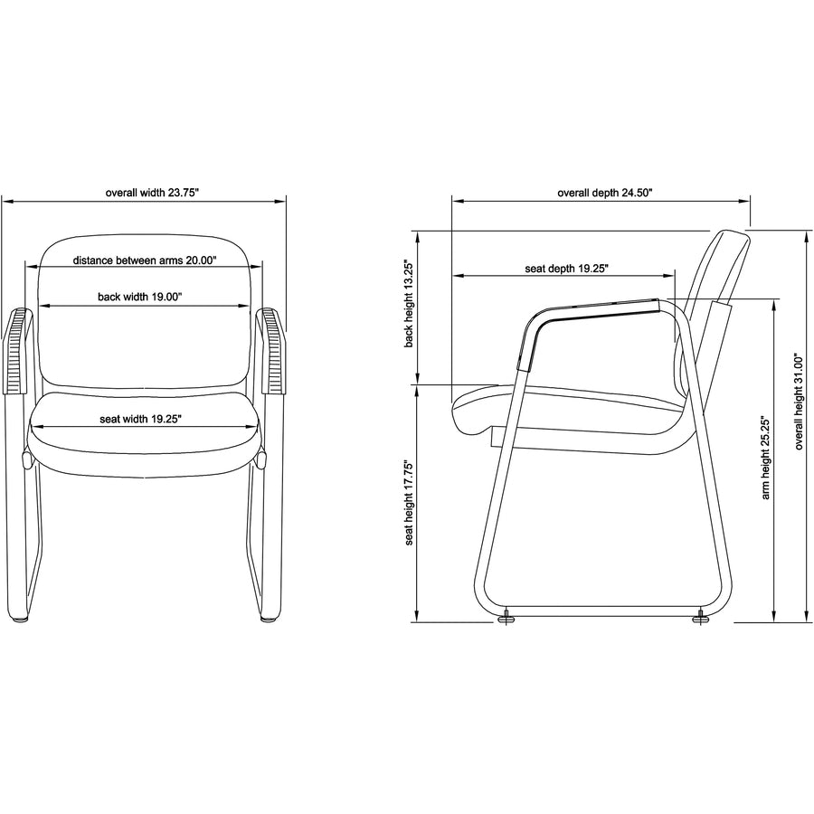 Lorell Upholstered Guest Chair - Black Seat Color - Fabric, Plywood Seat Material - Black Back Color - Fabric, Plywood Back Material - Metal Frame Material - Sled Base - Black - 1 Each