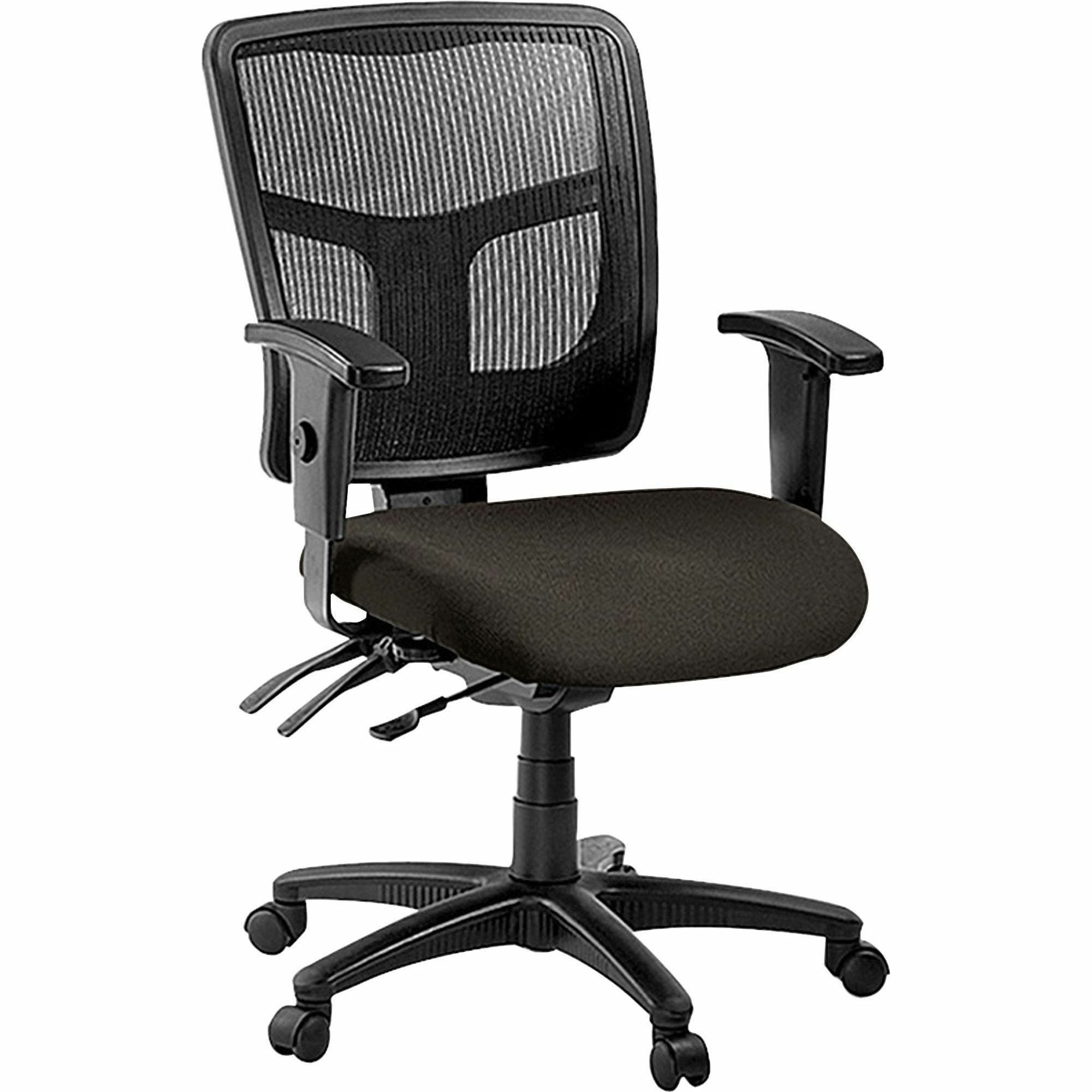 Lorell ErgoMesh Series Managerial Mid-Back Chair - Pepper Seat Color - Fabric Seat Material - Black Back Color - Black Frame Color - 5-star Base - 1 Each