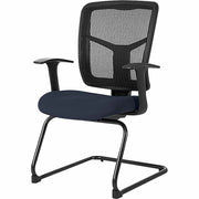 Lorell ErgoMesh Series Mesh Side Arm Guest Chair - Periwinkle Seat Color - Fabric Seat Material - Black Back Color - Mesh Back Material - Cantilever Base - 1 Each