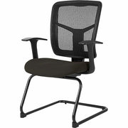 Lorell ErgoMesh Series Mesh Side Arm Guest Chair - Pepper Seat Color - Fabric Seat Material - Black Back Color - Mesh Back Material - Cantilever Base - 1 Each