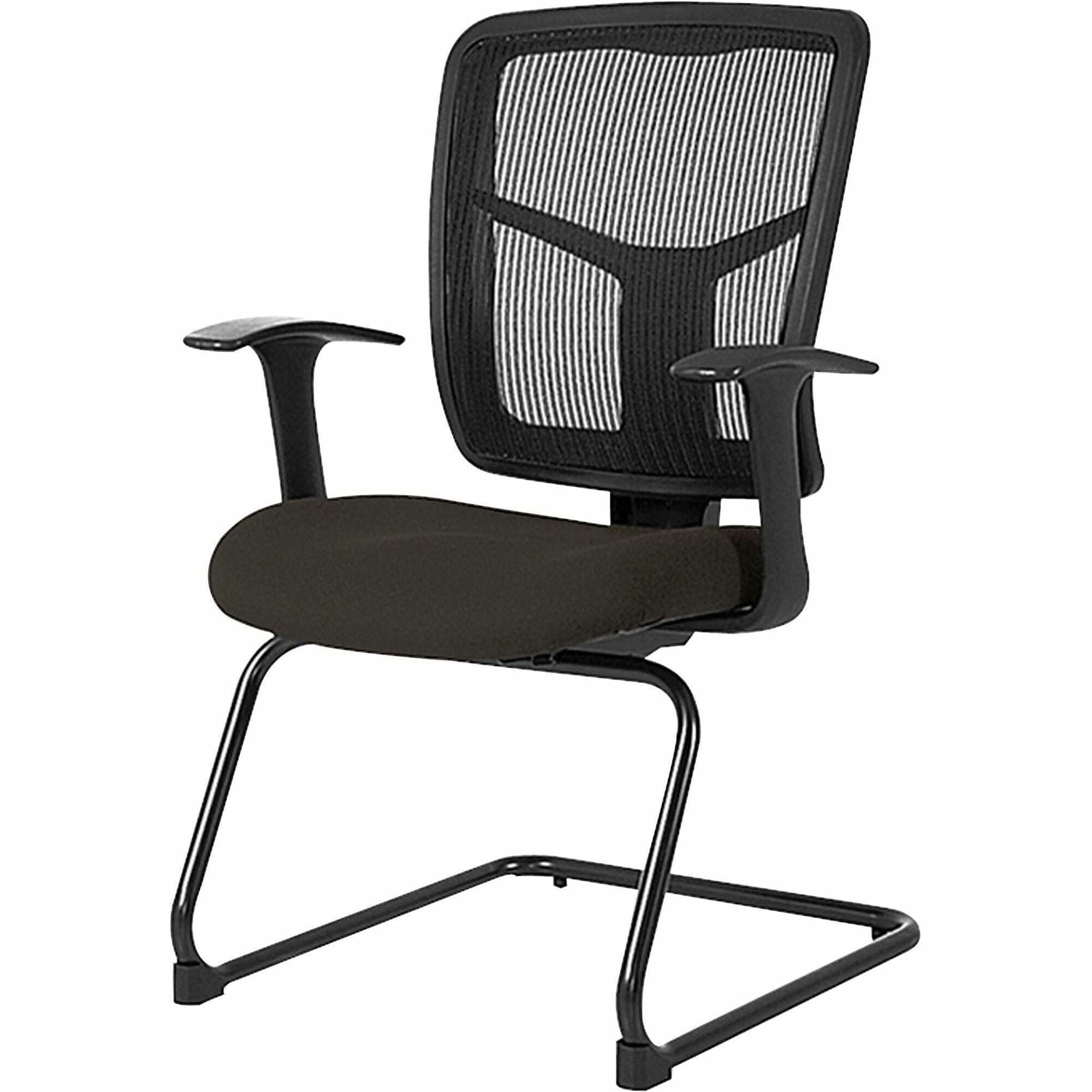 Lorell ErgoMesh Series Mesh Side Arm Guest Chair - Pepper Seat Color - Fabric Seat Material - Black Back Color - Mesh Back Material - Cantilever Base - 1 Each