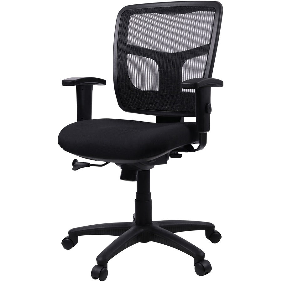 Lorell Ergomesh Managerial Mesh Mid-back Chair - Black Seat Color - Fabric Seat Material - Black Back Color - Black Frame Color - 5-star Base - Black - 1 Each