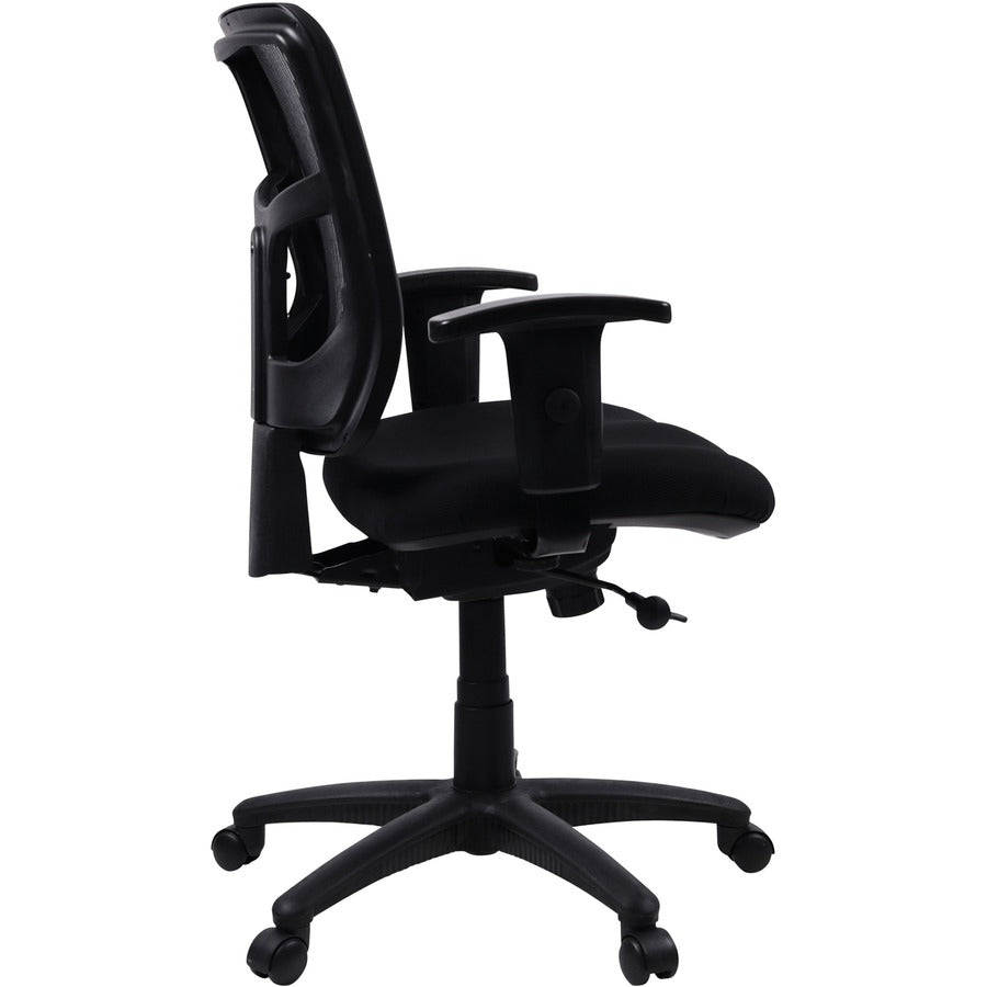 Lorell Ergomesh Managerial Mesh Mid-back Chair - Black Seat Color - Fabric Seat Material - Black Back Color - Black Frame Color - 5-star Base - Black - 1 Each