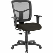 Lorell Managerial Mesh Mid-back Chair, Fabric Seat, Black Mesh Back, Black Frame, 5-star Base, Adjustable Arms and Seat, 1 Each