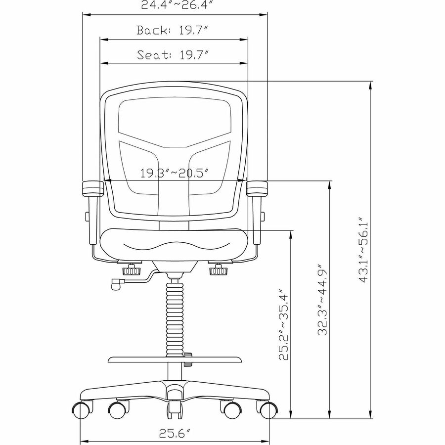 Lorell Ratchet Back Mesh Mid-Back Stool