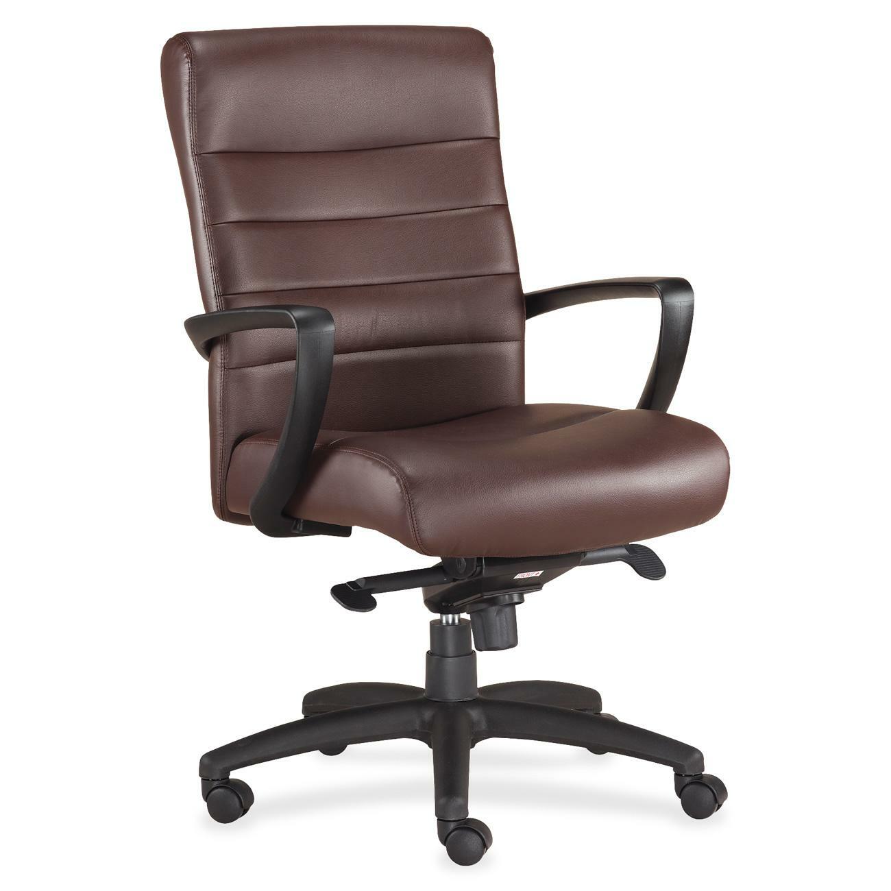 Eurotech Manchester Mid Back Executive Chair - Brown Seat Color - Leather Seat Material - Brown Back Color - Leather Back Material - Steel Frame Material - 5-star Base - 1 Each
