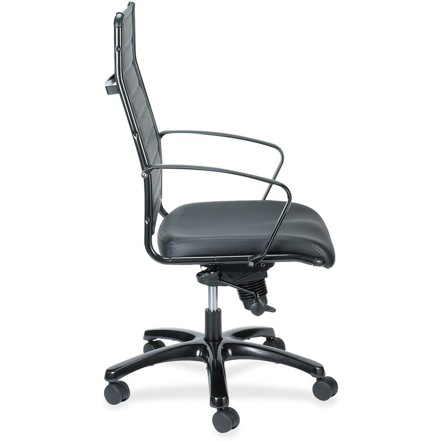 Eurotech Europa Titanium Frame Executive Chair, Black Leather, 5-Star Base, 1 Each