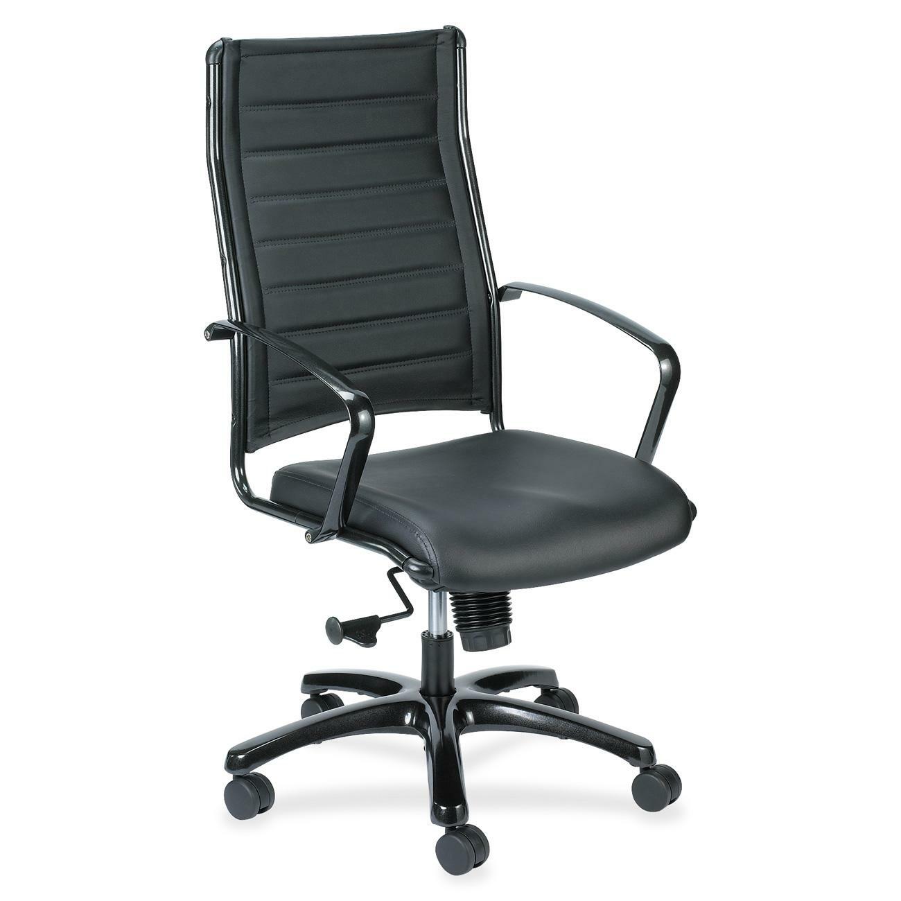 Eurotech Europa Titanium Frame Executive Chair, Black Leather, 5-Star Base, 1 Each
