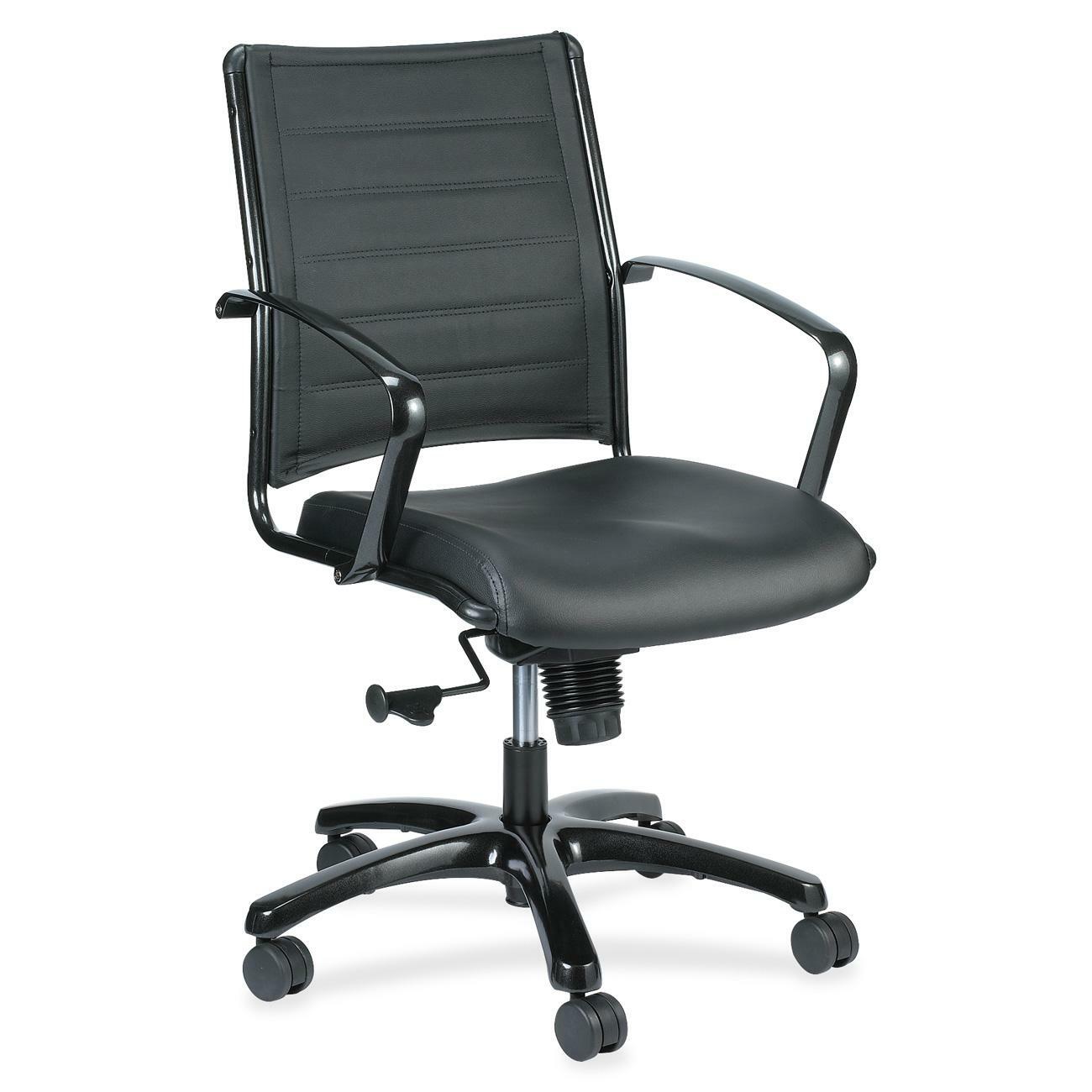 Eurotech Europa Titanium Frame Executive Chair, Black Leather, 5-Star Base, 1 Each