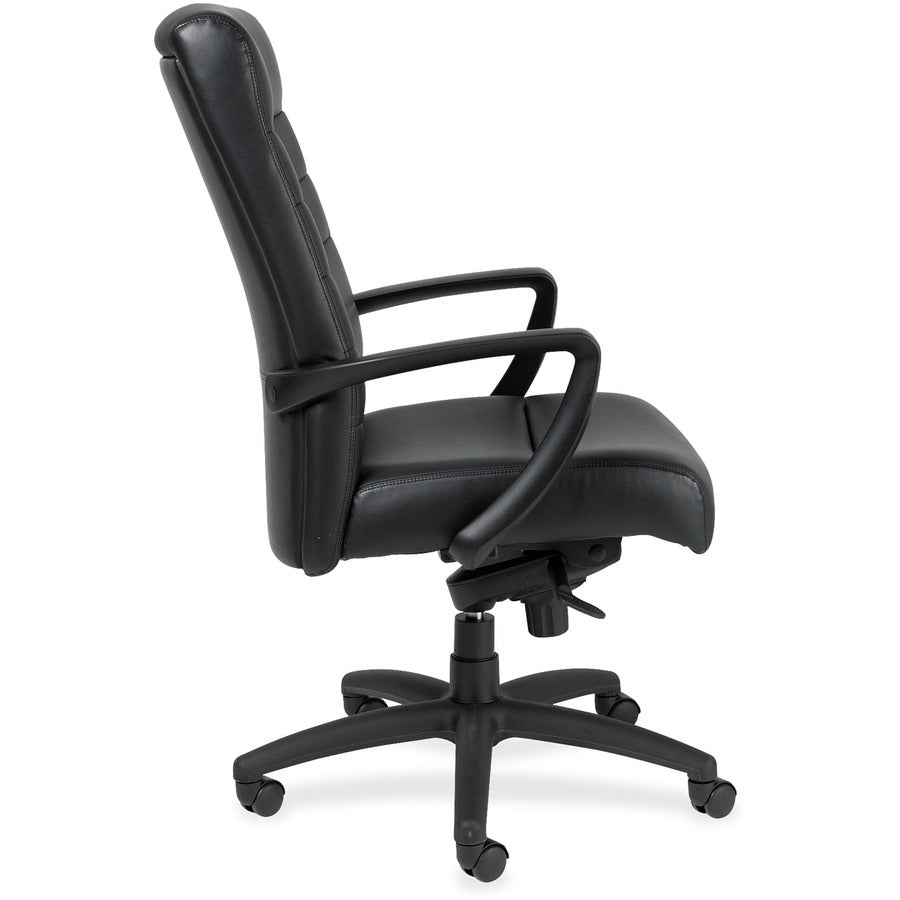 Eurotech Manchester High Back Executive Chair - Black Seat Color - Leather Seat Material - Black Back Color - Leather Back Material - Steel Frame Material - 5-star Base - 1 Each