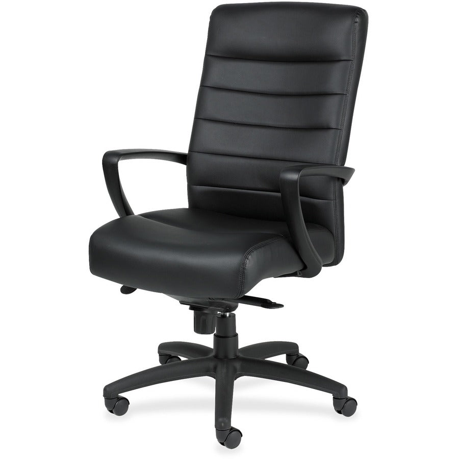 Eurotech Manchester High Back Executive Chair - Black Seat Color - Leather Seat Material - Black Back Color - Leather Back Material - Steel Frame Material - 5-star Base - 1 Each