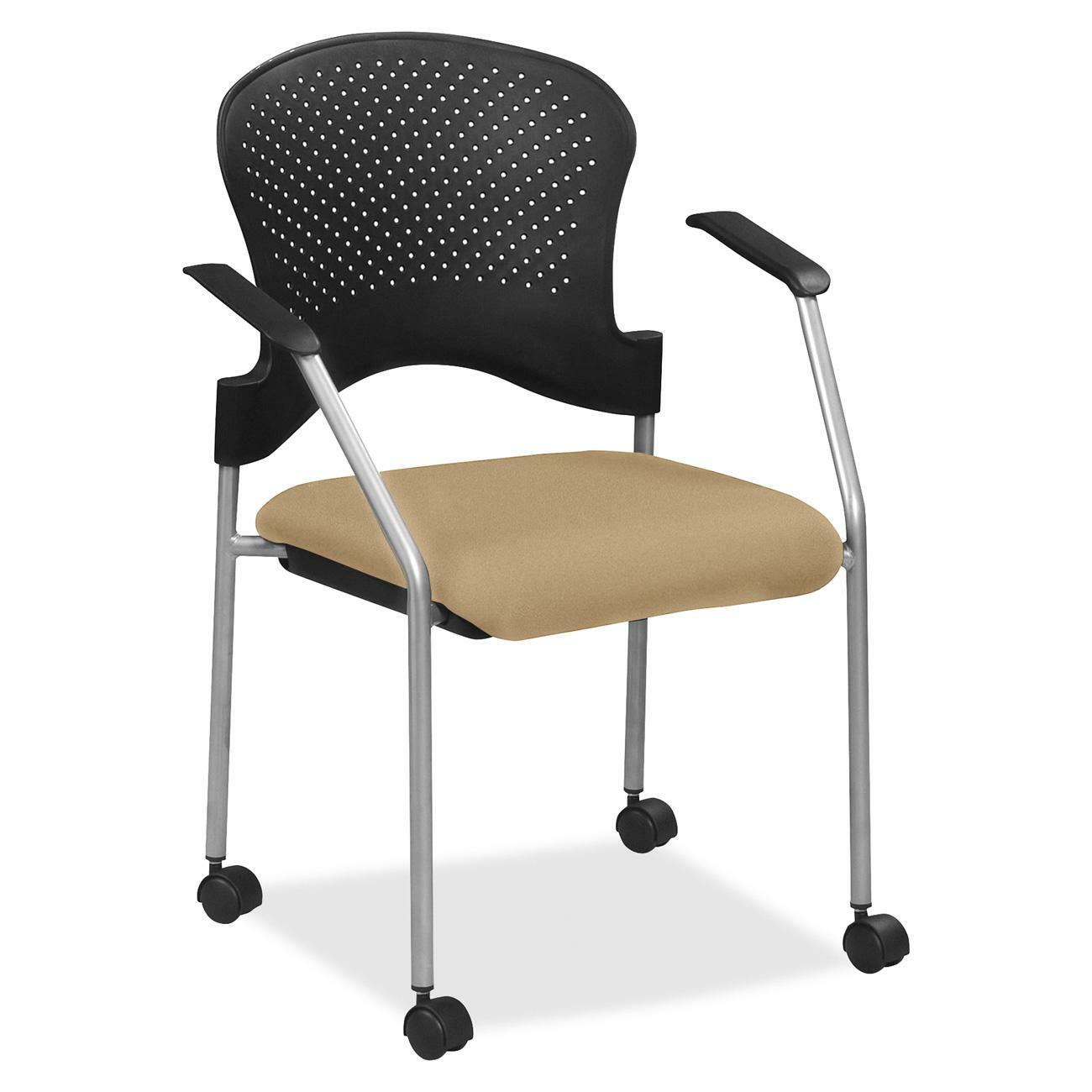 Eurotech Breeze Chair with Casters - Beige Seat Color - Fabric Seat Material - Black Back Color - Silver Frame Color - Steel Frame Material - Four-legged Base - Perfection Beige - 1 Each