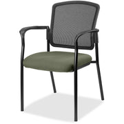 Lorell Mesh Back Stackable Guest Chair, Shire Sage Seat, Black Frame, 1 Each