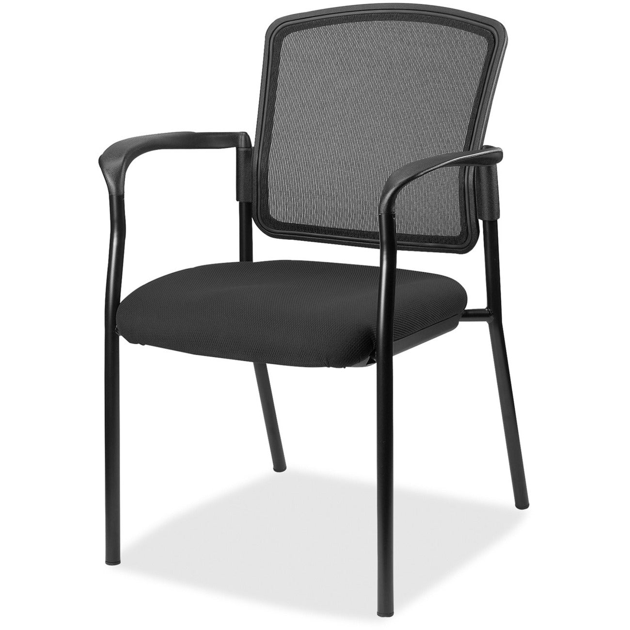 Lorell Mesh Back Stackable Guest Chair, Expo Tuxedo Seat, Black Frame, Mesh Back, 1 Each