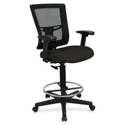 Lorell Mesh Back Drafting Stool, Perfection Black Seat, Black Frame, 1 Each