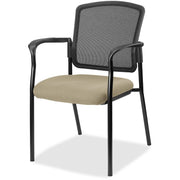 Lorell Mesh Back Stackable Guest Chair, Forte Pumice Seat, Black Frame, 1 Each