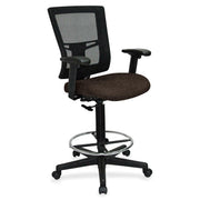 Lorell Mesh Back Drafting Stool, Forte Fudge Seat, Black Frame, 1 Each