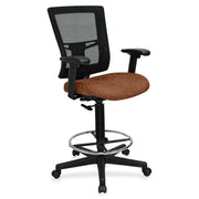Lorell Mesh Back Drafting Stool, Canyon Nutmeg Vinyl Seat, Black Mesh Mid Back, 5-Star Base, Adjustable Armrests, 1 Each