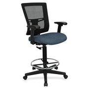 Lorell Mesh Back Drafting Stool, Shire Chesapeake Seat, Black Frame, 1 Each