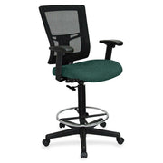 Lorell Mesh Back Drafting Stool, Forte Chive Seat, Black Frame, 1 Each