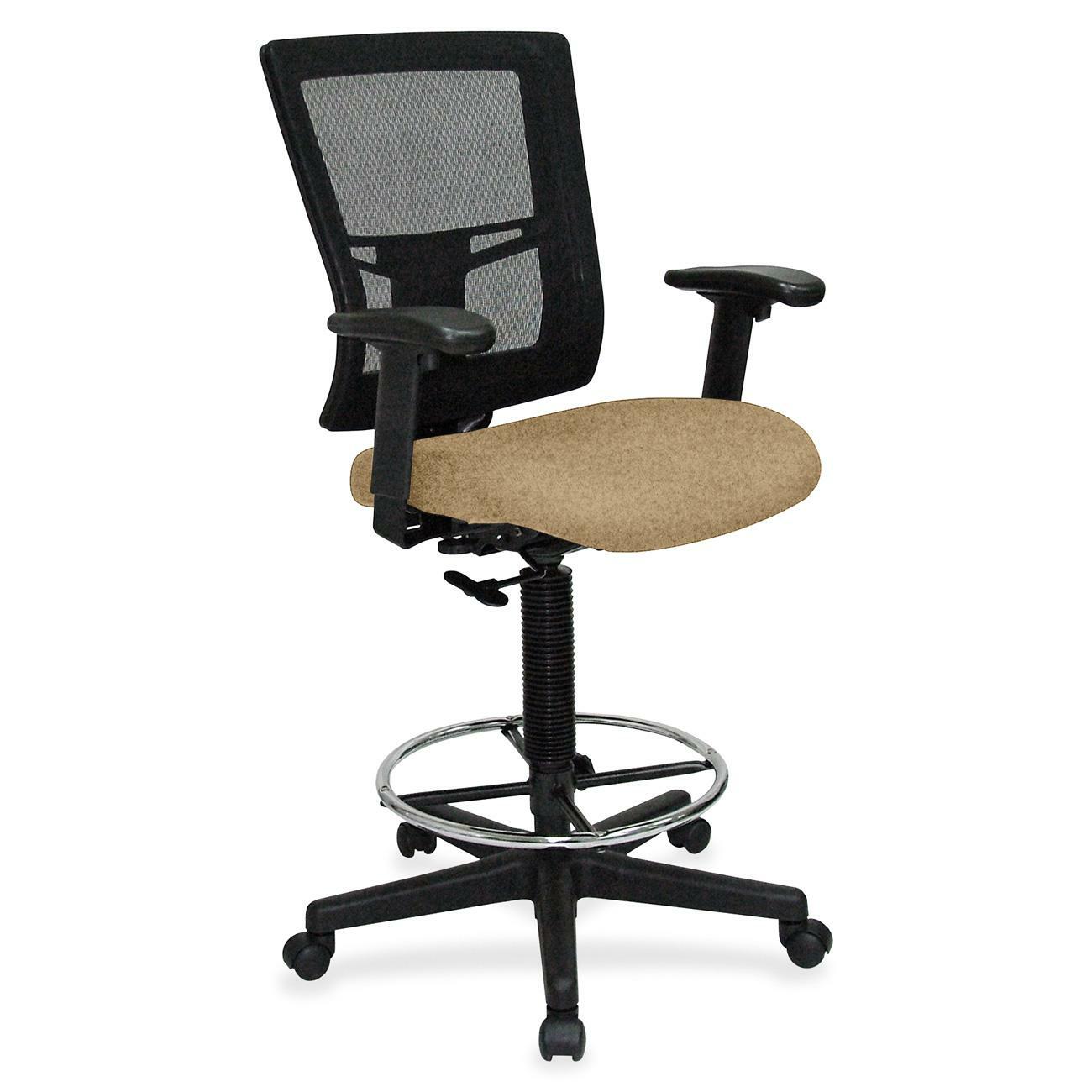 Lorell Mesh Back Drafting Stool, Perfection Beige Seat, Black Frame, 1 Each