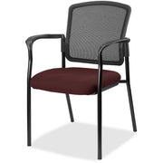 Lorell Mesh Back Stackable Guest Chair, Perfection Burgundy Seat, Black Frame, 1 Each