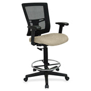 Lorell Mesh Back Drafting Stool, Shire Travertine Seat, Black Frame, 1 Each