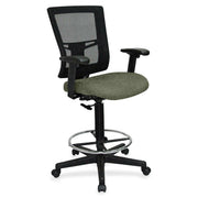 Lorell Mesh Back Drafting Stool, Shire Sage Seat, Black Frame, 1 Each