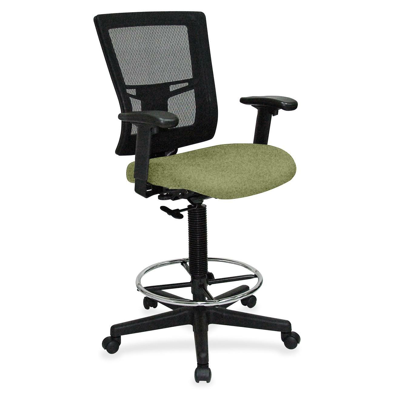 Lorell Mesh Back Drafting Stool, Fuse Cress Seat, Black Frame, 1 Each