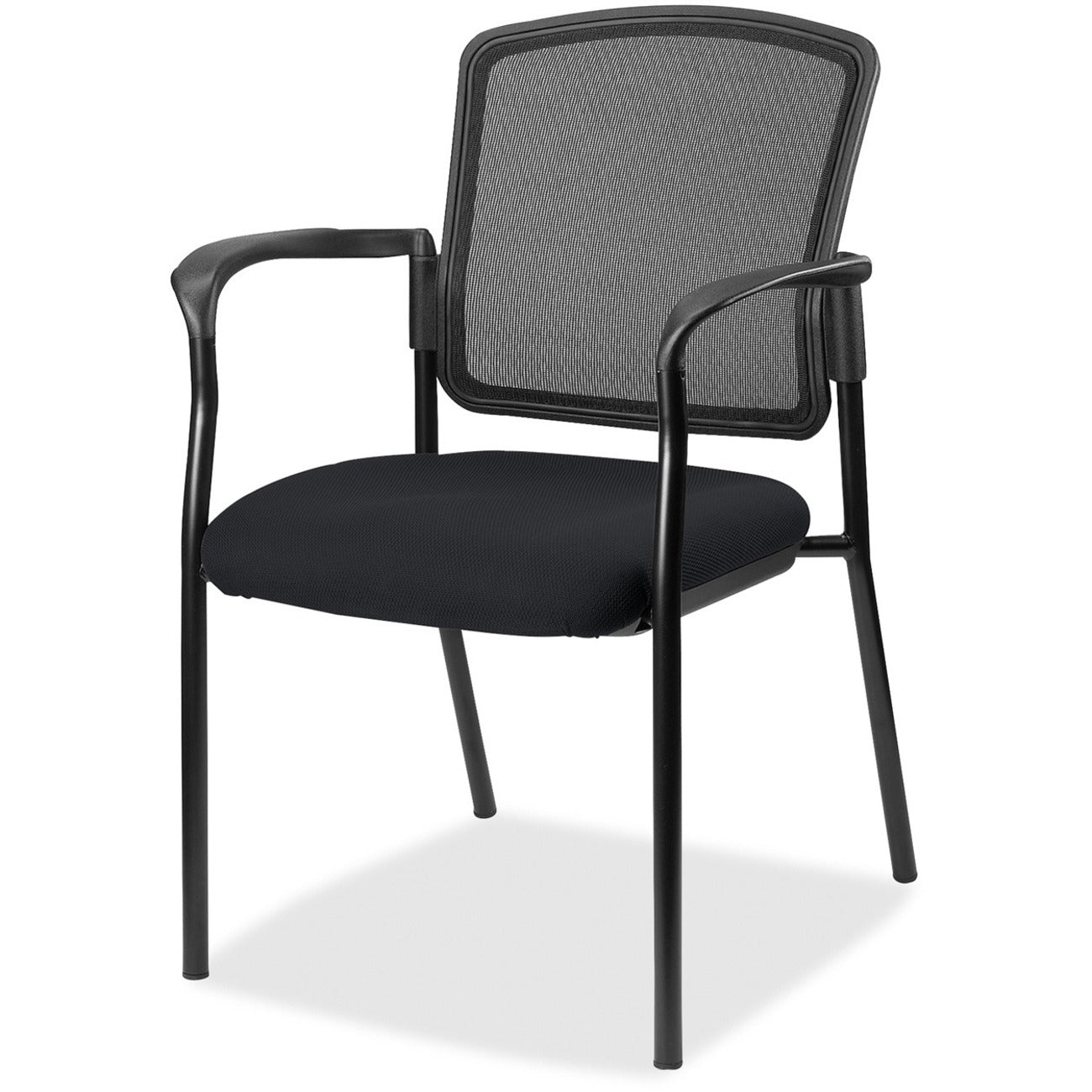 Lorell Mesh Back Stackable Guest Chair, Insight Ebony Seat, Black Frame, Mesh Back, 1 Each