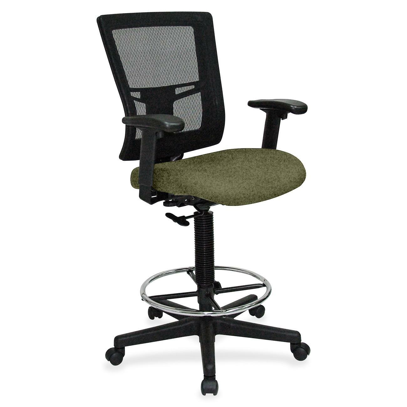 Lorell Mesh Back Drafting Stool, Expo Leaf Seat, Black Frame, 1 Each