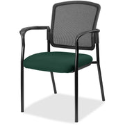 Lorell Mesh Back Stackable Guest Chair, Insight Forest Seat, Black Frame, 1 Each