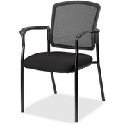 Lorell Mesh Back Stackable Guest Chair, Perfection Black Seat, Black Frame, 1 Each