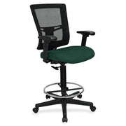 Lorell Mesh Back Drafting Stool, Insight Forest Seat, Black Frame, 1 Each