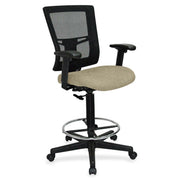 Lorell Mesh Back Drafting Stool, Forte Pumice Seat, Black Frame, Adjustable Arms, Chrome Footring, 1 Each