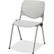 KFI 2300 Kool Series Stacking Chair, Light Gray Polypropylene Seat & Back, Aluminum Alloy Back, Silver Powder Coated Steel Frame, Four-legged Base, Armrest, 1 Each