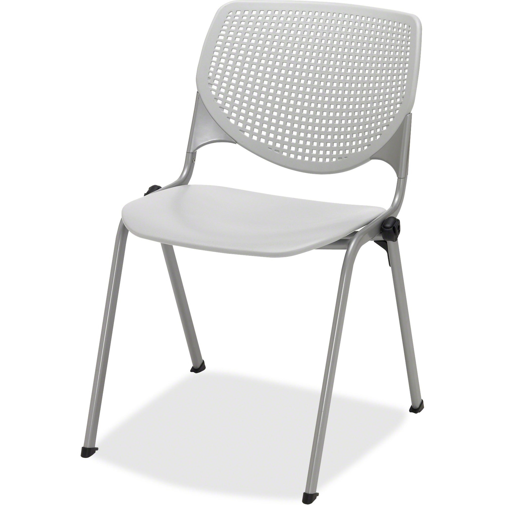 KFI 2300 Kool Series Stacking Chair, Light Gray Polypropylene Seat & Back, Aluminum Alloy Back, Silver Powder Coated Steel Frame, Four-legged Base, Armrest, 1 Each