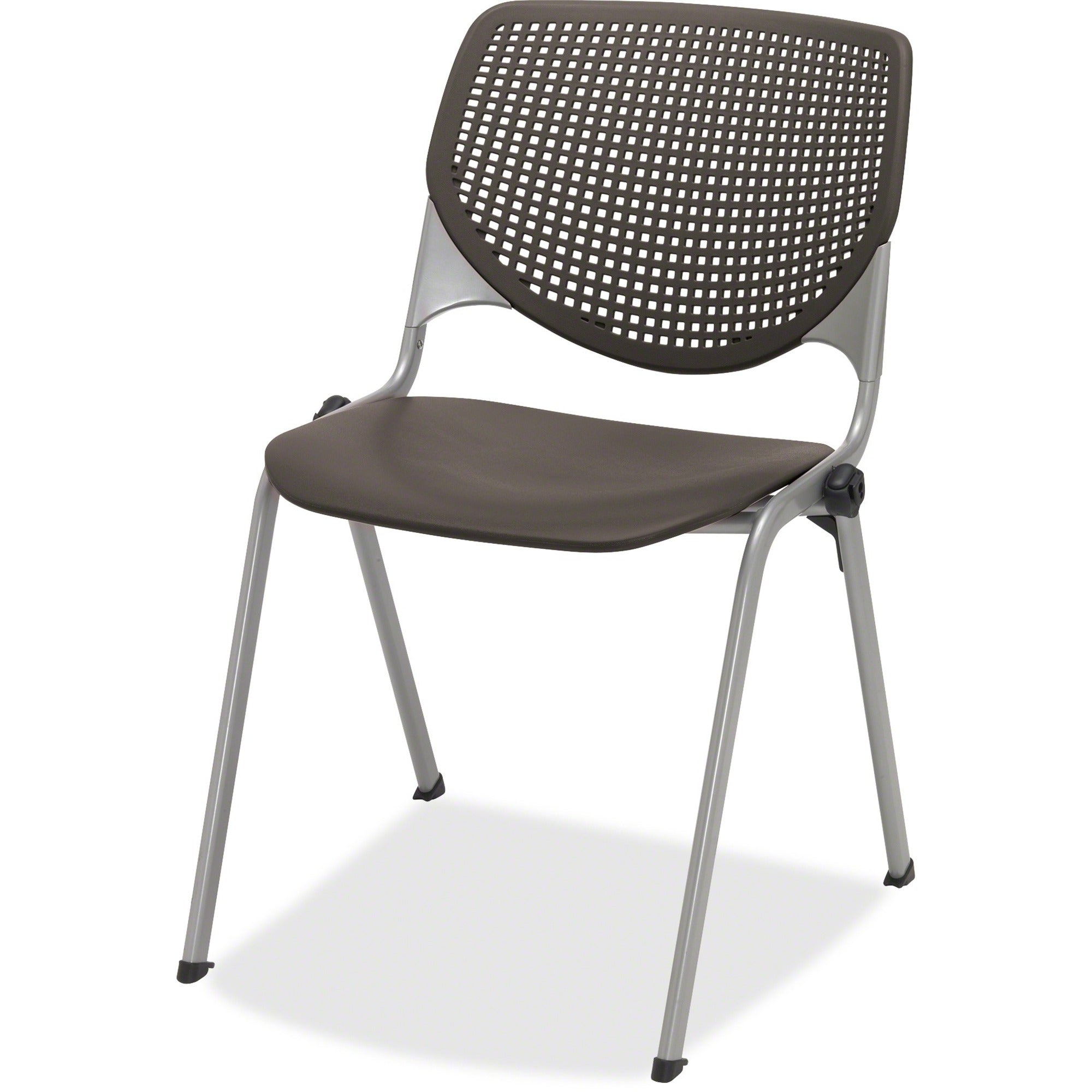 KFI 2300 Kool Series Stacking Chair, Polypropylene Seat & Aluminum Alloy Back, Silver Powder Coated Steel Frame, Four-Legged Base, Armrests, 1 Each